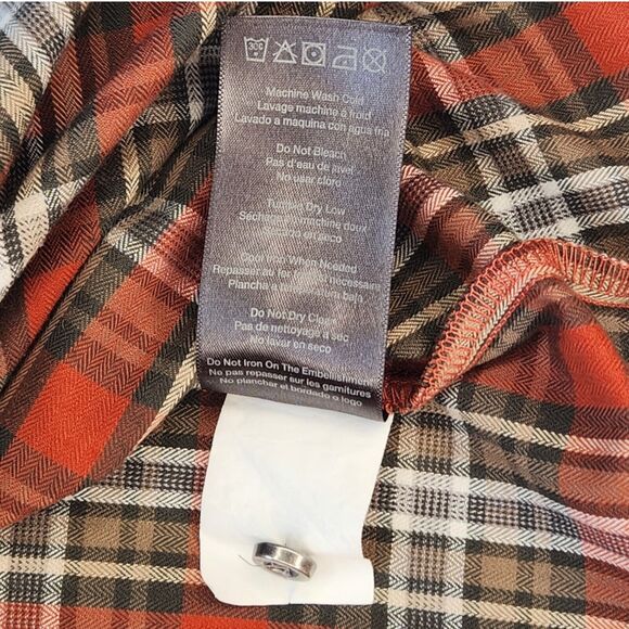 Merrell Mens Shirt Size XXL Orange Plaid Hiking Long Sleeve Button Collared 2XL - Picture 9 of 10
